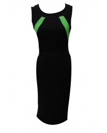 Black And Green Sleeveless Short Dress